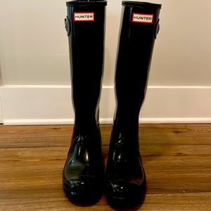 Hunter boots, black, size 9